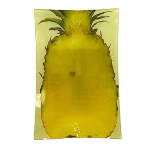 Prima Designs USA Glass Platter Serving Dish  Pineapple Fruit Theme 12" x 8" EUC